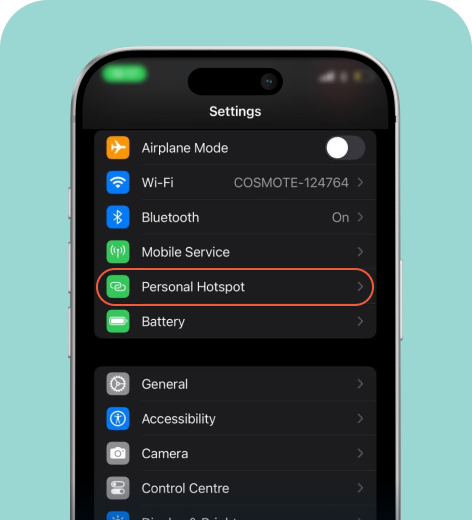 iPhone cell phone screen displaying the Settings menu.