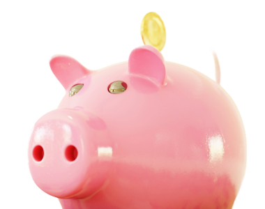 Pink piggy bank.