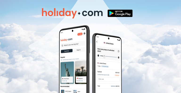 holiday.com eSIM launches Android app with unlimited travel data