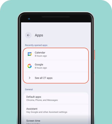 Android cell phone screen displaying the Apps menu.