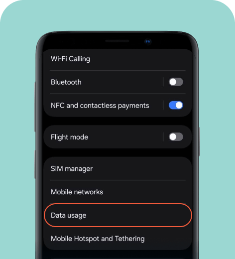 Android cell phone screen displaying the Connections menu.