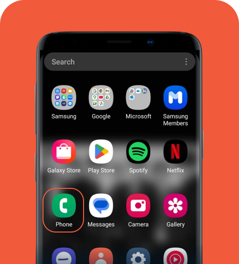 Android cell phone screen displaying the Phone app.