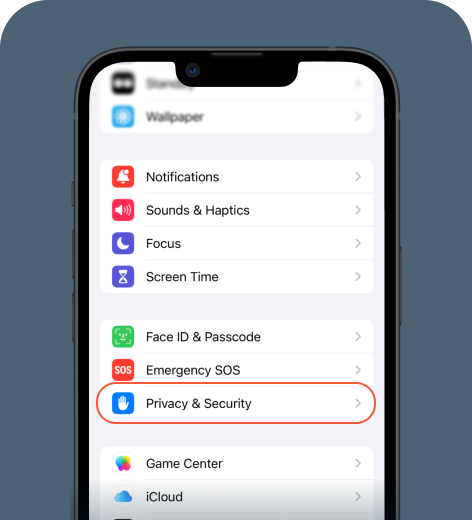 iPhone screen displaying the Settings menu.