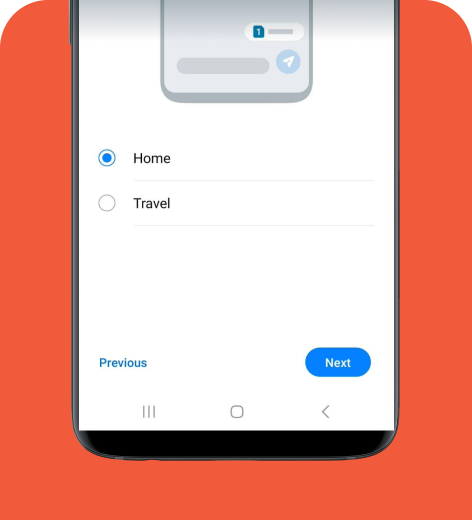 Android cell phone screen displaying the holiday.com app options for assigning a SIM for messages.
