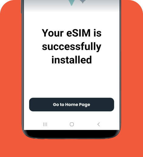 Android cell phone screen displaying confirmation message that eSIM is installed.
