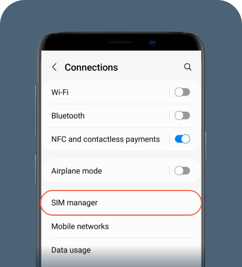 Android cell phone screen displaying Connections settings.