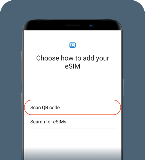 Android cell phone screen displaying the eSIM installation options.