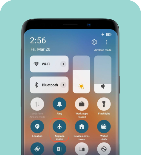 Android cell phone screen displaying the Quick Access menu.