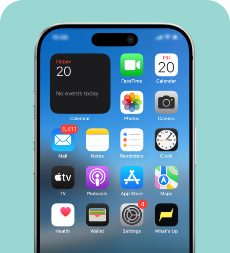 iPhone cell phone screen displaying the home screen.