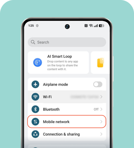 Android screen displaying the Settings menu.