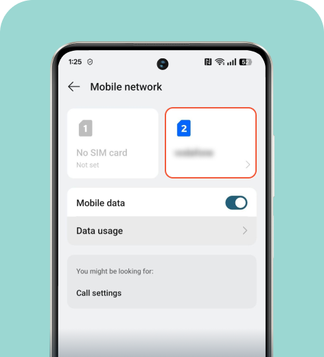 Android screen displaying the Mobile Network menu.