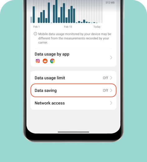 Android screen displaying the Data usage menu.
