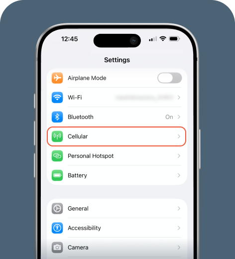 iPhone screen displaying the Settings menu.