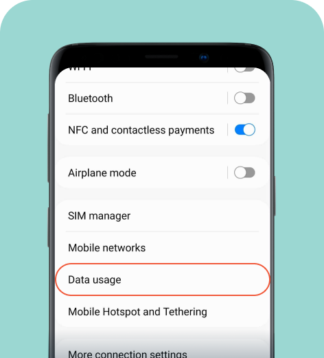 Samsung cell phone screen displaying the Connections settings.