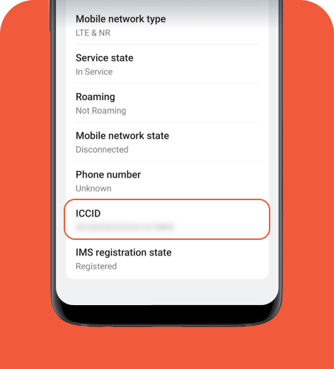 Android screen displaying the SIM card status menu.