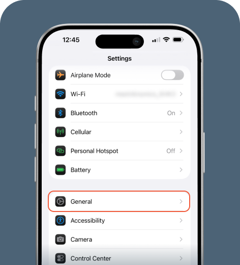 iPhone screen displaying the Settings menu.