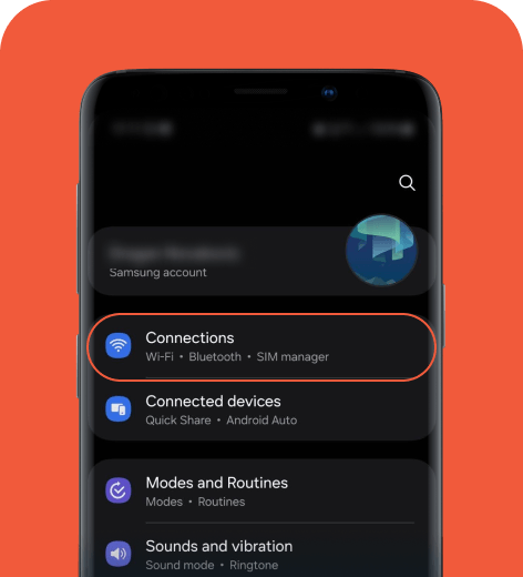 Android cell phone screen displaying the Settings menu.